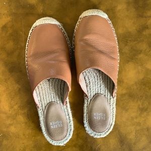 Eileen Fisher leather espadrille slides